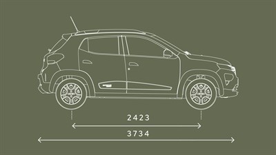 Az Új Dacia Spring méretei oldalt
