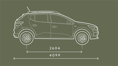 A Sandero Stepway oldalsó méretei